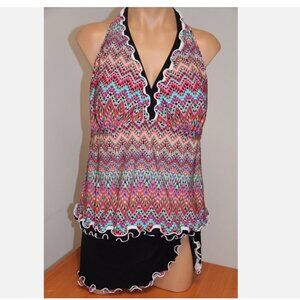NWT Profile Swimsuit Tankini Bikini 2pc set Plus Sz 20W Multi Skirt Halter